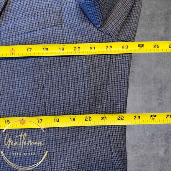 JOS A BANK Tailored Fit Mens 44R Gray/Blue Wool Blazer Sport Coat 2-Button Jacke - Picture 7 of 12